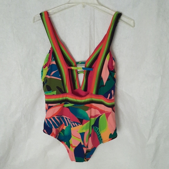 Trina Turk Rainforest Plunge One-Piece Swimsuit Size 14 - NWT Brand New! - Picture 2 of 8